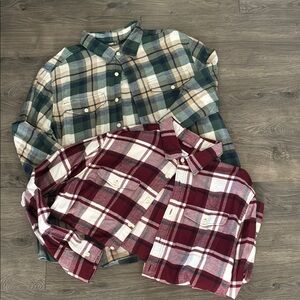 Set of TWO American Eagle Flannel Button Downs